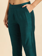 All About You Women Green & Gold-Toned Embroidered Sequinned Kurta with Trousers & Dupatta | Grocsy