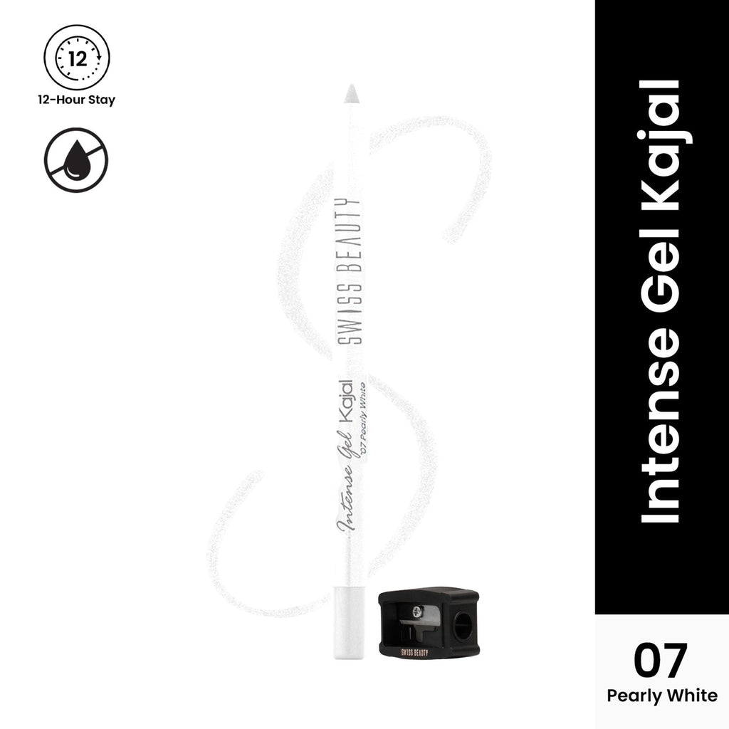 Swiss Beauty Intense Gel Kajal 12-Hour Stay Smudge-Proof with Sharpener - 8904325006926_07pearlywhite | Grocsy