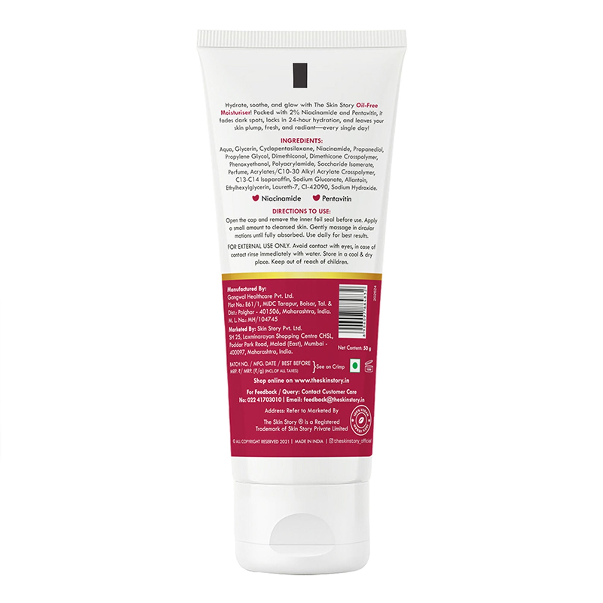 The Skin Story Oil Free Face Moisturizer For Oily Acne Prone Skin Hydrates Adds Glow - Niacinamide | Grocsy