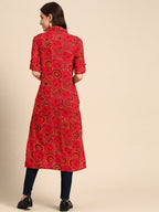 Sangria Women Red Geometric Printed Kurta | Grocsy