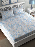 CHHAVI INDIA Blue & White Ethnic Motifs 210 TC King Bedsheet with 2 Pillow Covers | Grocsy
