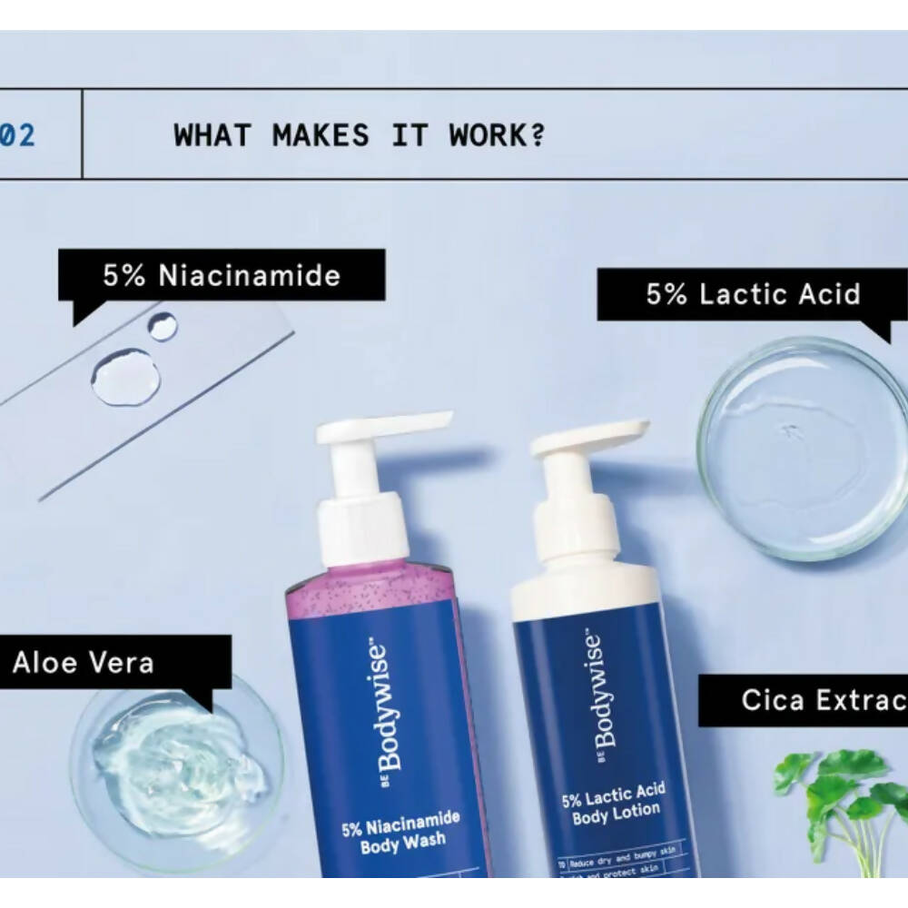 BeBodywise 5% Lactic Acid Body Lotion and 5% Niacinamide Body Wash | Grocsy