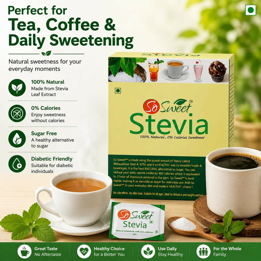 So Sweet Stevia Sachets -50 Sugar Free Natural Sweetener | Grocsy