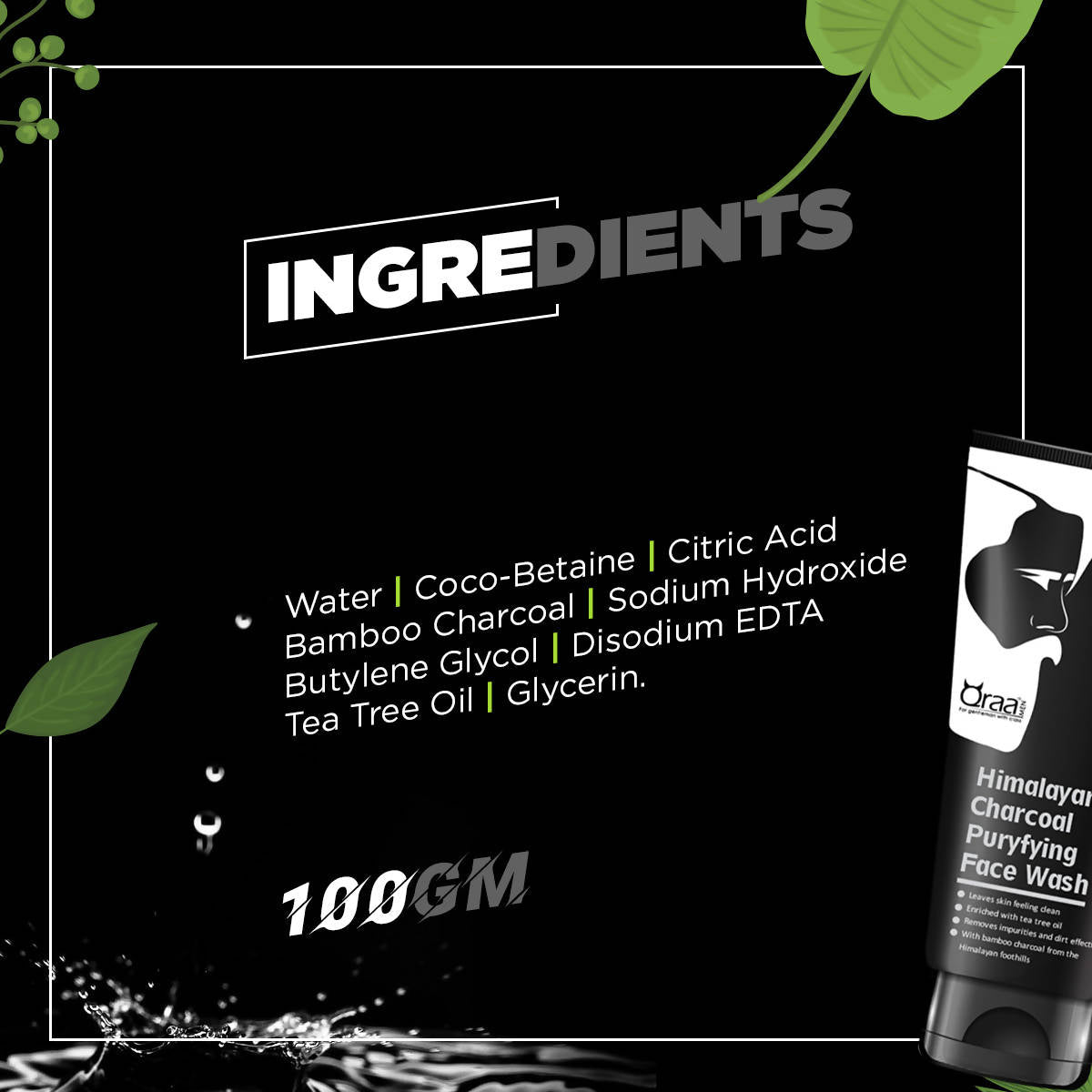 Qraa Men Himalayan Charcoal Purifying Face Wash | Grocsy