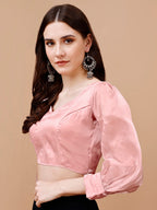 Tikhi Imli Sweetheart Neck Organza Saree Blouse | Grocsy