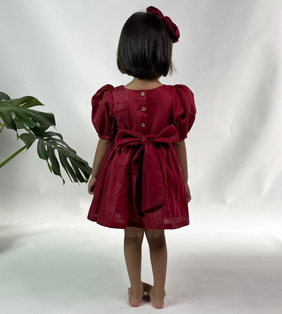 ArthLife Maroon Wreath Partywear Dress | Grocsy