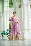 Joban Fashion Pink Georgette Sequence Embroidery Work Kurta Set | Grocsy