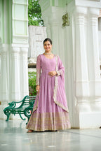 Joban Fashion Pink Georgette Sequence Embroidery Work Kurta Set | Grocsy