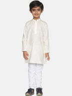Sethukrishna Boys Cream-Coloured Pure Cotton Kurta with Pyjamas | Grocsy