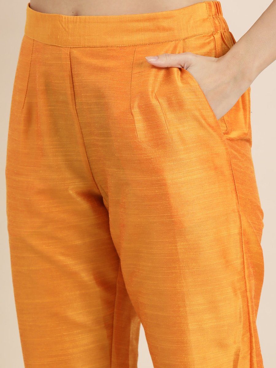 All About You Women Orange Regular Kurta with Trousers & With Dupatta | Grocsy