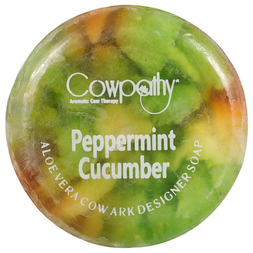 Cowpathy Perppermint Cucumber Aloe Vera Cow Ark Designer Soap (100 Gm) | Grocsy