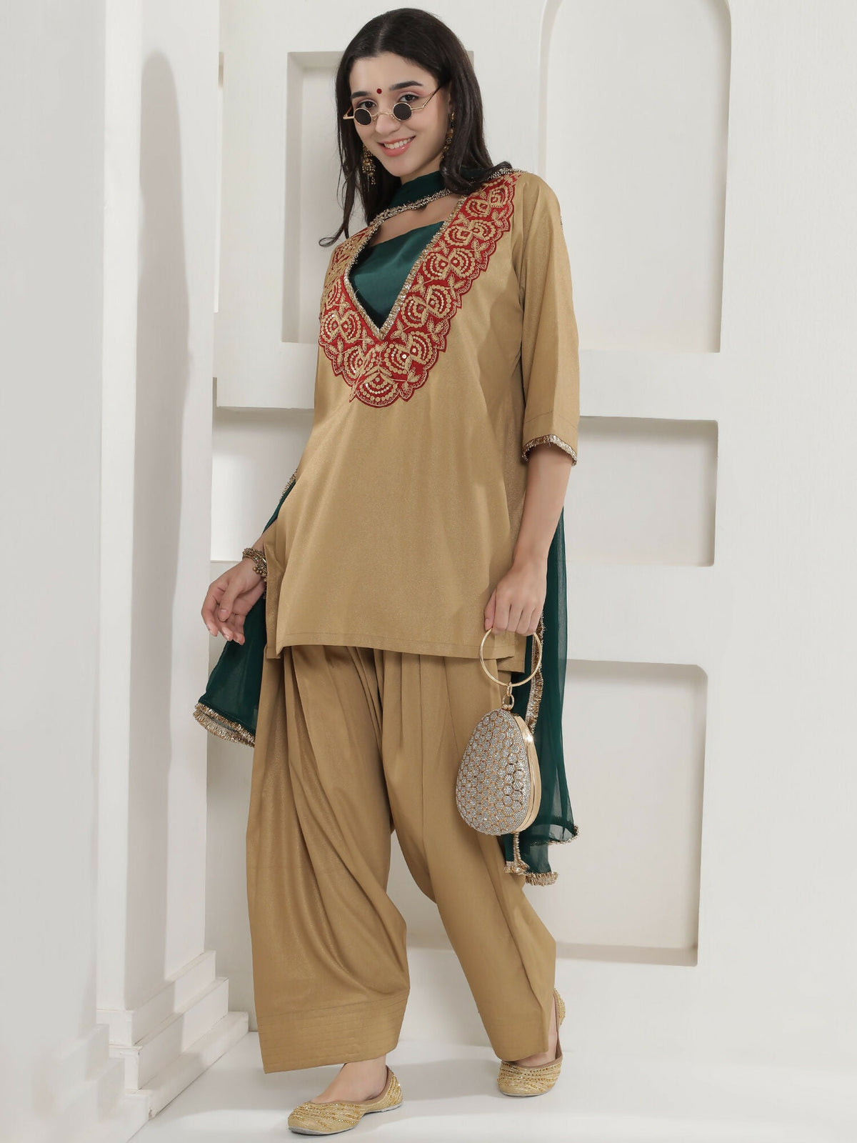 Joban Fashion Golden Farshi Salwaar Suit Set | Grocsy