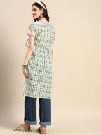 Sangria Pure Cotton Ethnic Motifs Printed Angrakha Kurta | Grocsy