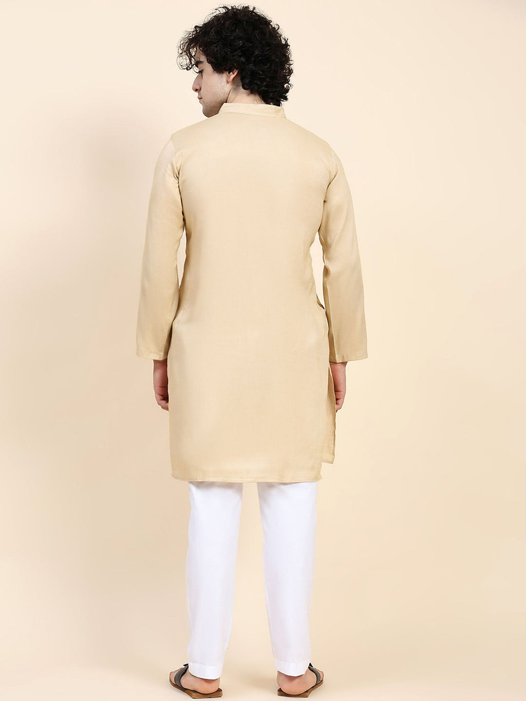 HOUSE OF KARI Ethnic Motifs Yoke Design Mandarin Collar Chikankari Pure Cotton Kurta | Grocsy