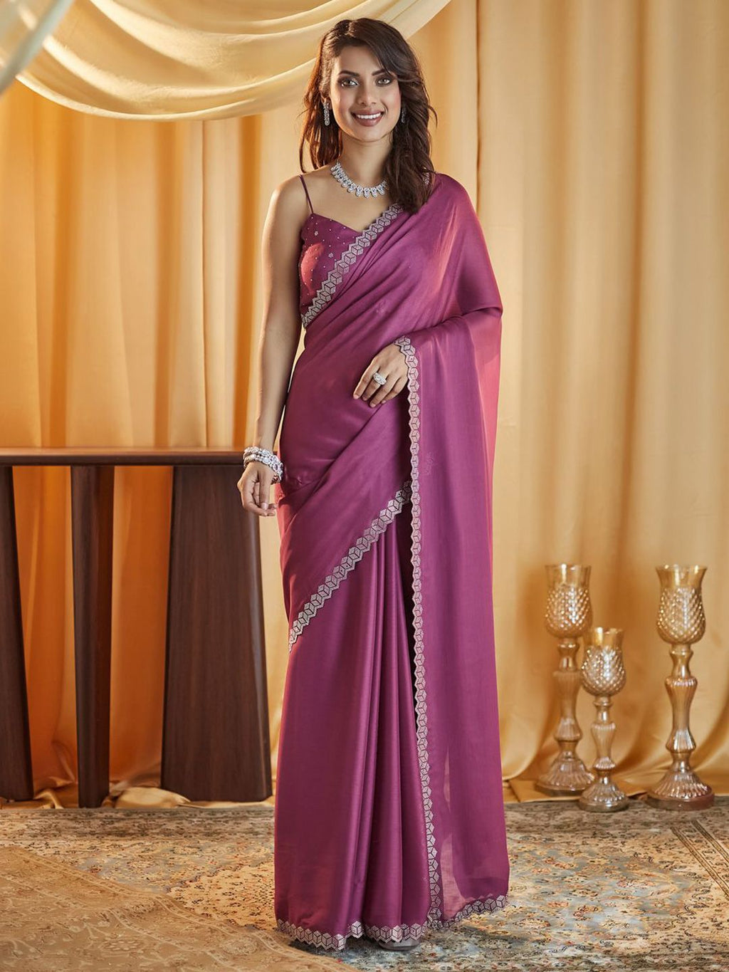 kasee Beads and Stones Pure Chiffon Saree | Grocsy