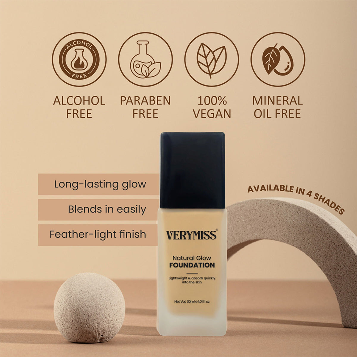VERYMISS Natural Glow Daily Wear Foundation - 01 Ivory | Grocsy