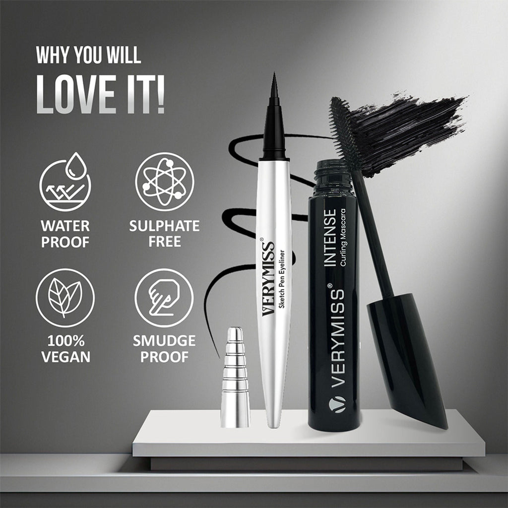 VERYMISS Waterproof Pen Eyeliner + Mascara Combo Set | Grocsy