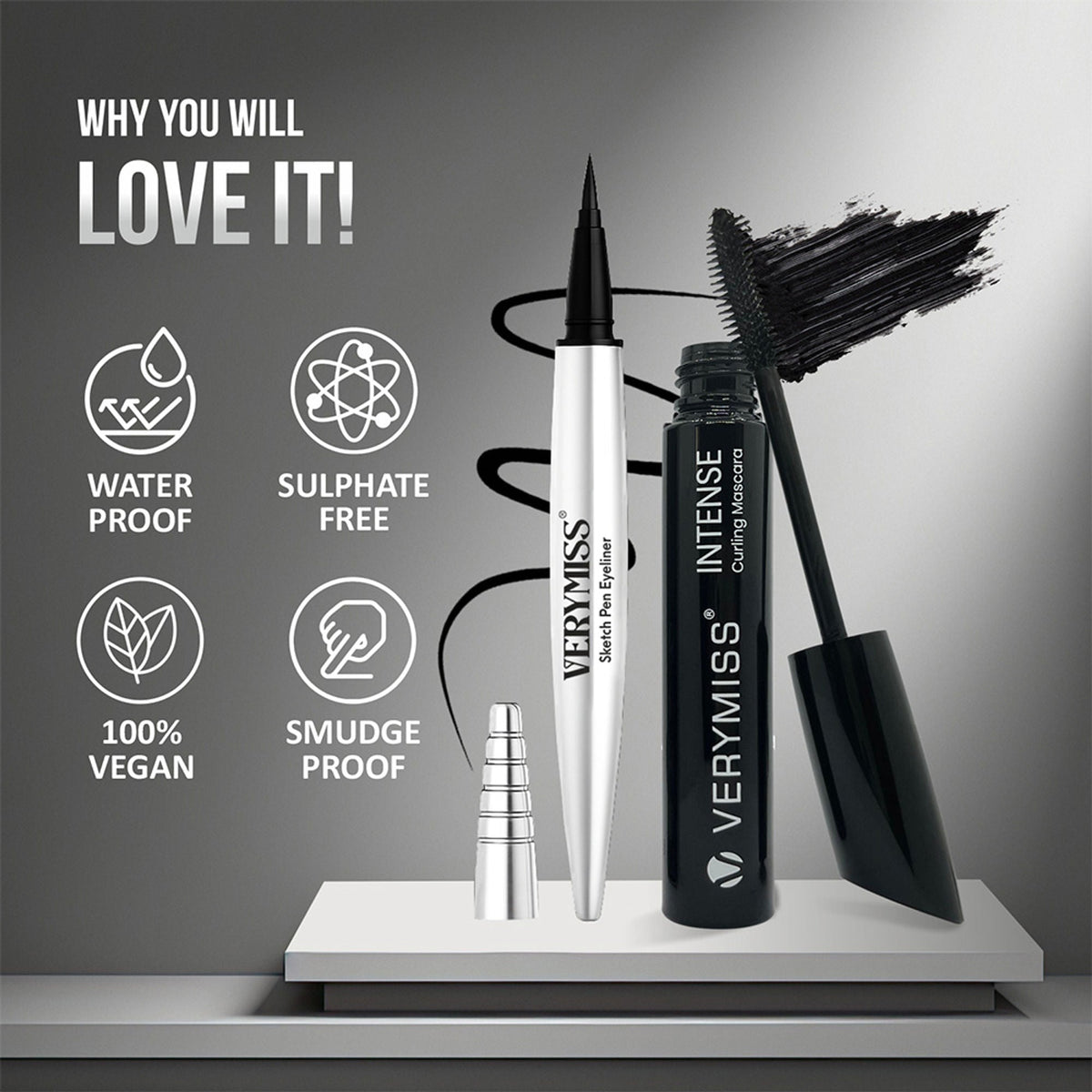VERYMISS Waterproof Pen Eyeliner + Mascara Combo Set | Grocsy