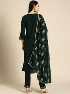 All About You Women Green & Gold-Toned Gotta Patti Kurta with Trousers & With Dupatta | Grocsy