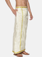 Sethukrishna Men Cream-Coloured Solid Readymade Dhoti | Grocsy