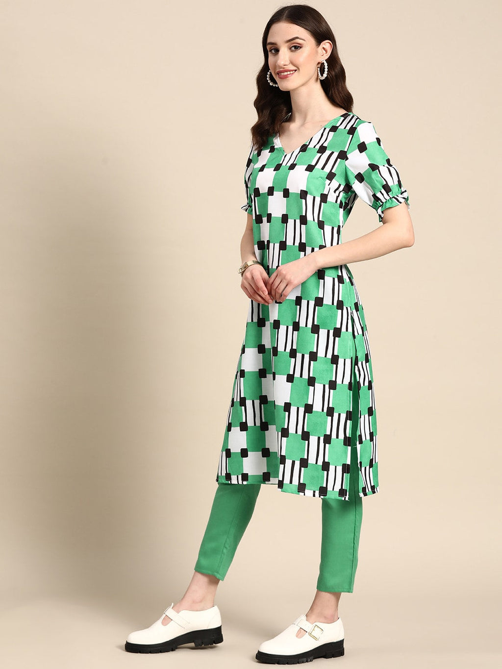 Sangria Women Printed Kurta with Trousers | Grocsy