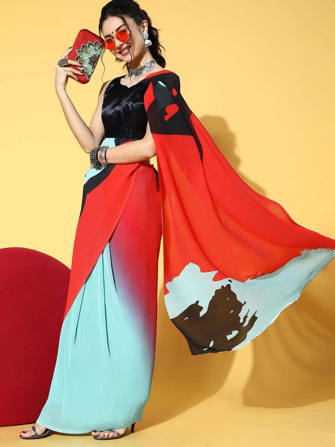 Saree Mall Blue Saree For Women | Grocsy