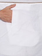 Sethukrishna Men White & Brown Solid Cotton Dhoti | Grocsy