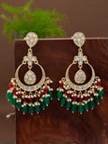 Shoshaa Green Contemporary Kundan Chandbalis Earrings | Grocsy