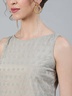 Aks Floral Embroidered Thread Work Sleeveless Kurta With Palazzos | Grocsy
