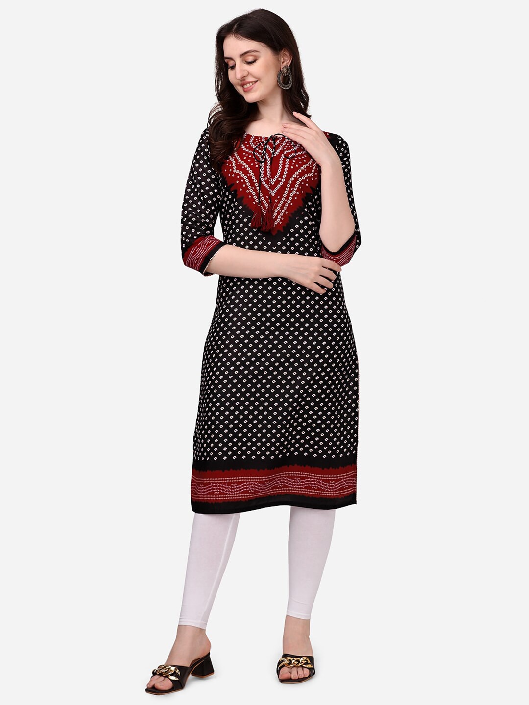 HERE&NOW Bandhani Printed Kurta | Grocsy