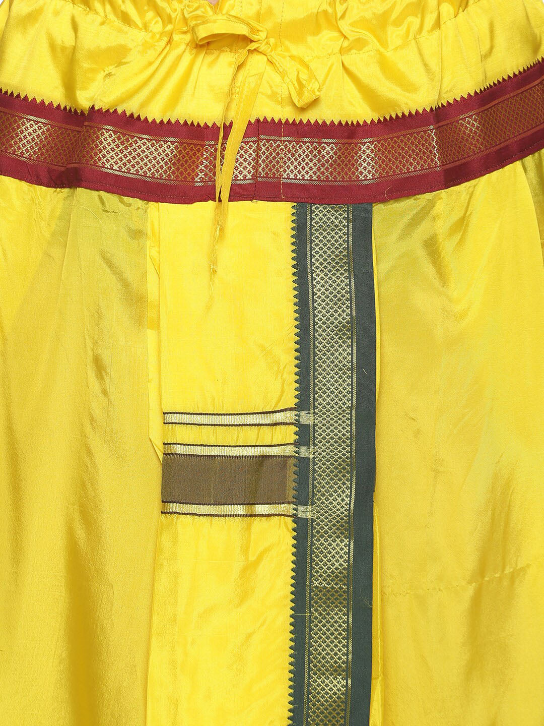 Sethukrishna Men Yellow & Green Solid Readymade Dhoti Pant | Grocsy