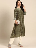 All About You Ethnic Motifs Embroidered Empire Sequinned Kurta with Trousers | Grocsy