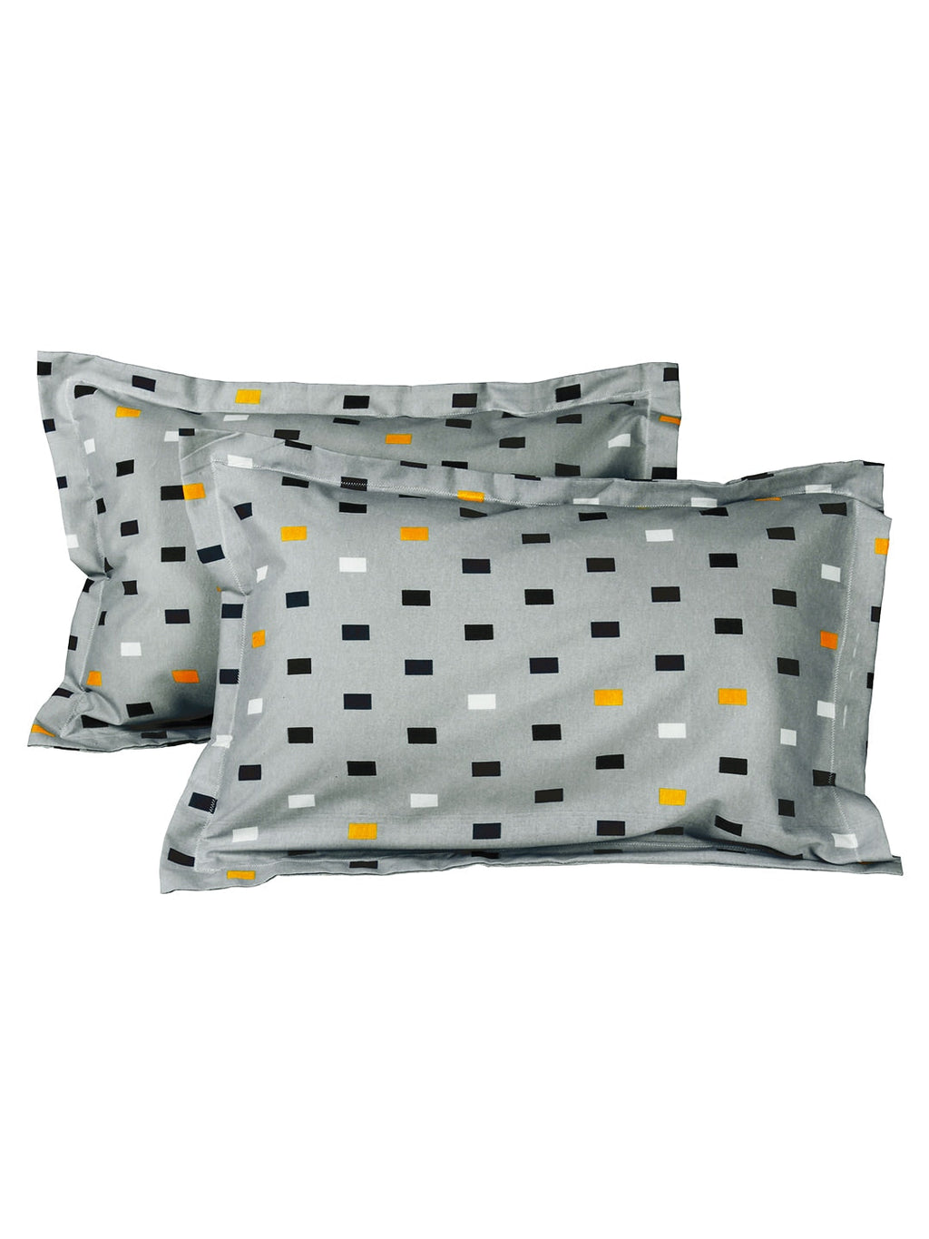 Story@home White & Grey Geometric Cotton 152 TC Queen Bedsheet With 2 Pillow Covers | Grocsy