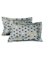 Story@home White & Grey Geometric Cotton 152 TC Queen Bedsheet With 2 Pillow Covers | Grocsy
