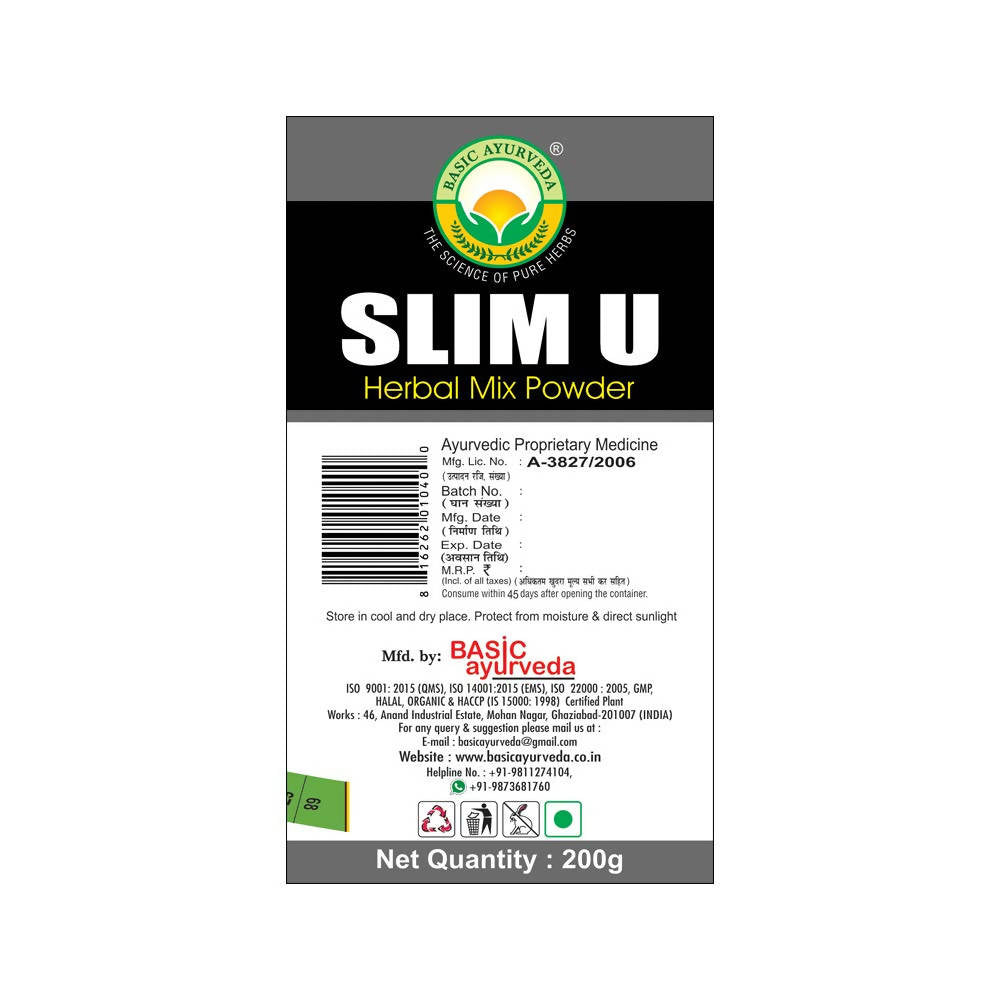 Basic Ayurveda Slim U Herbal Mix Powder | Grocsy