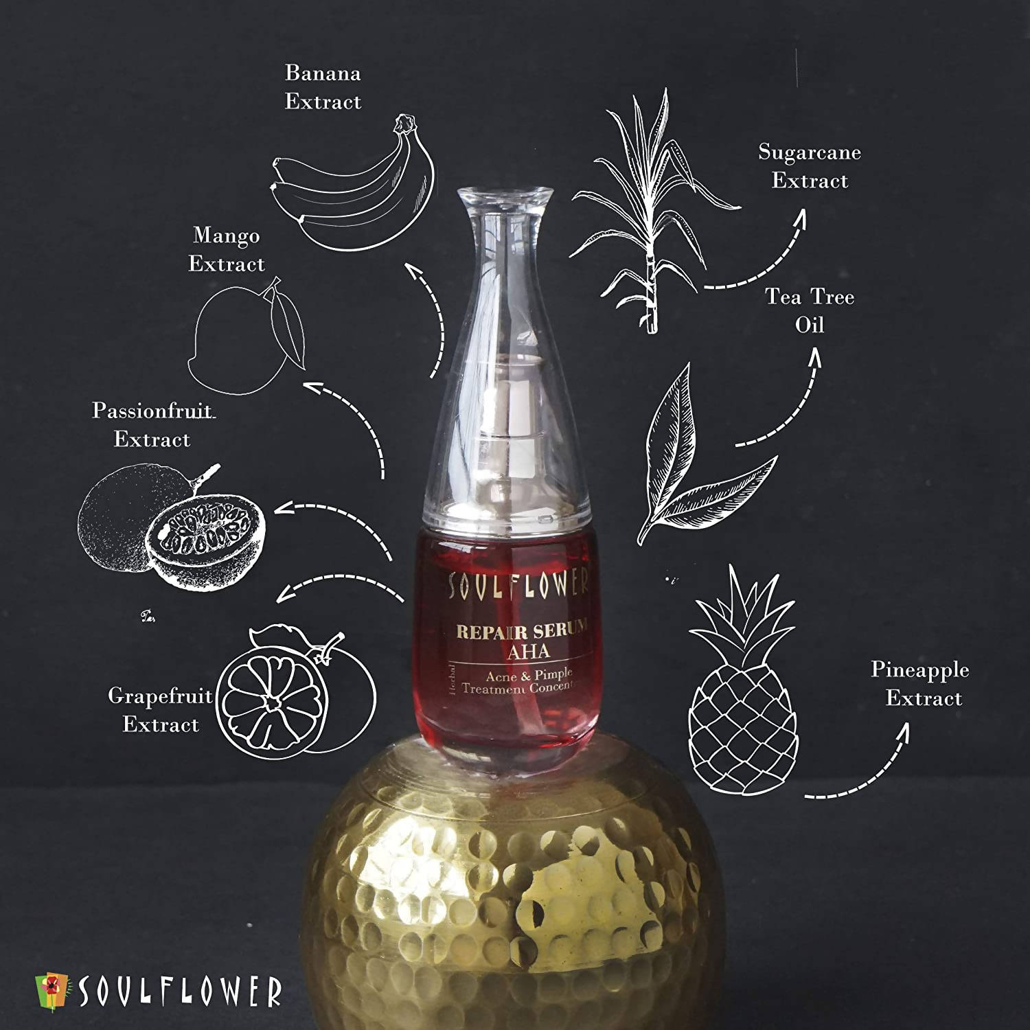 Soulflower Herbal Repair Serum AHA | Grocsy