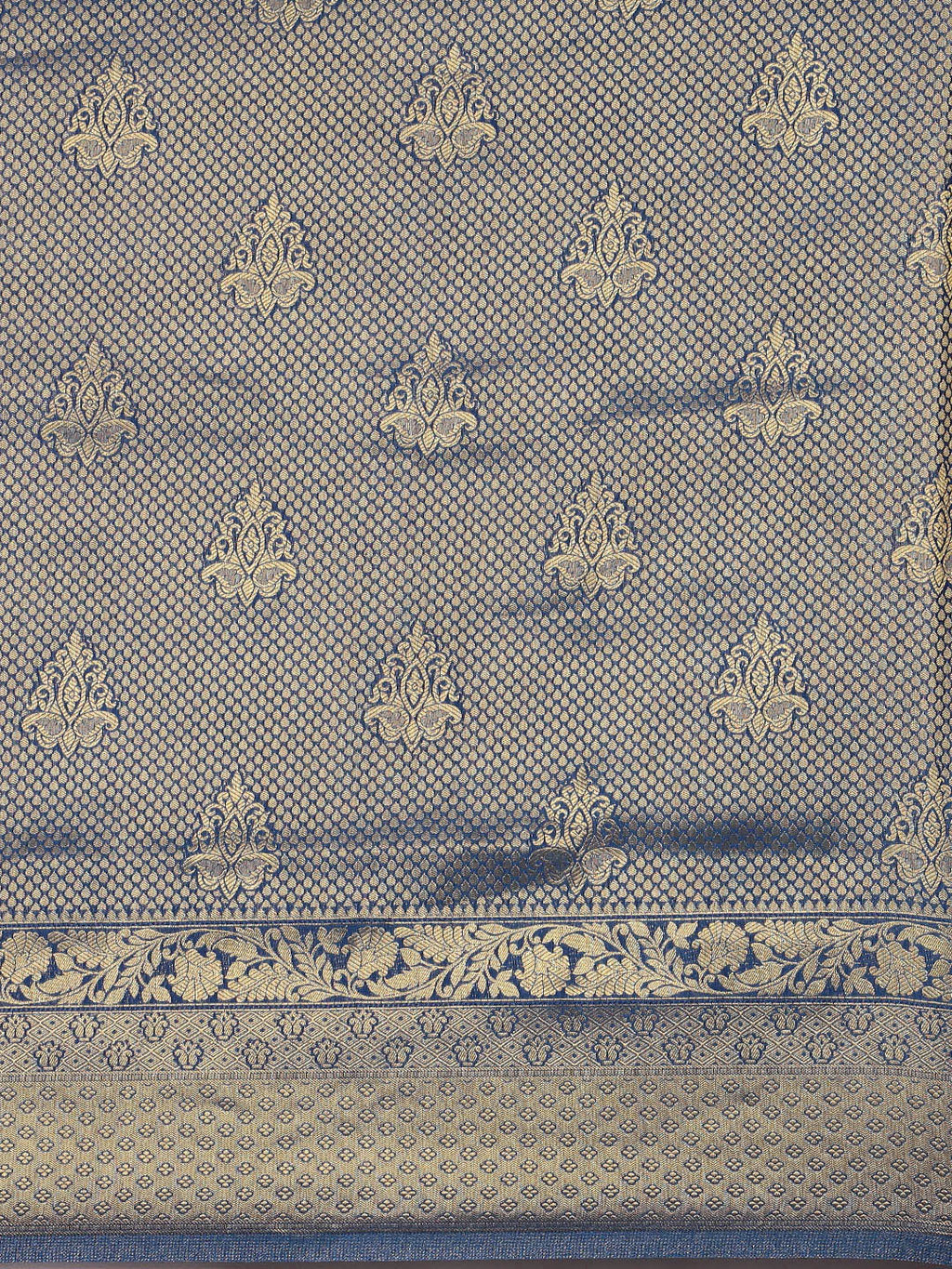 Saree Mall Navy Blue Ethnic Motifs Zari Silk Blend Banarasi Saree | Grocsy