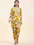 HOUSE OF KARI Floral Printed Chikankari Regular Straight Pure Cotton Kurta with Trousers | Grocsy