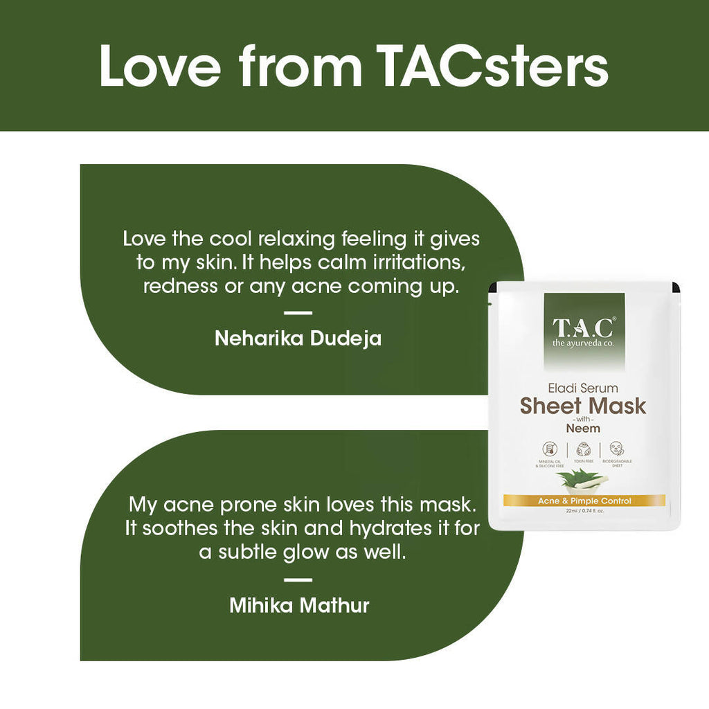 TAC - The Ayurveda Co. Eladi Serum Sheet Mask with Neem | Grocsy
