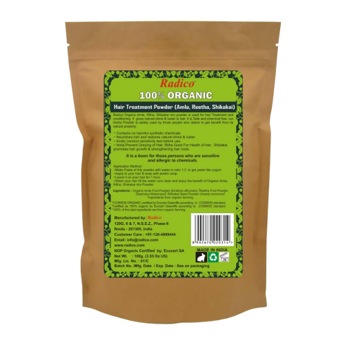 Radico Organic Amla Reetha Shikakai Mix Hair Treatment Powder | Grocsy