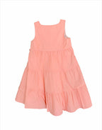 ArthLife Peach Flower Embroidered Tiered Dress | Grocsy
