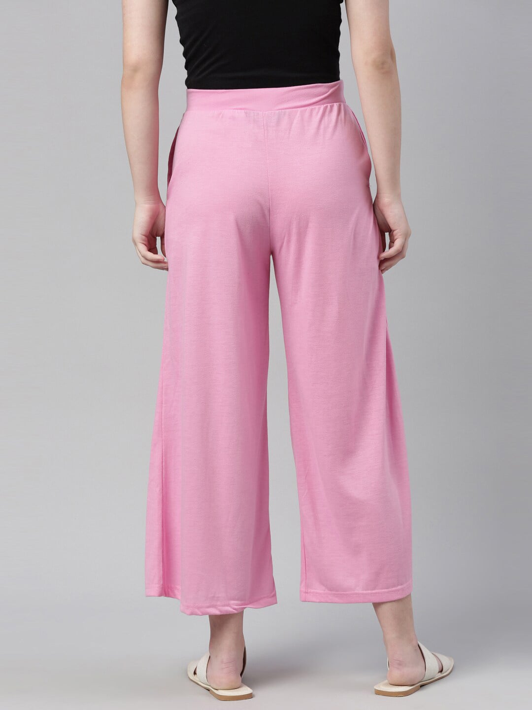 Souchii Pink Knitted Palazzos | Grocsy