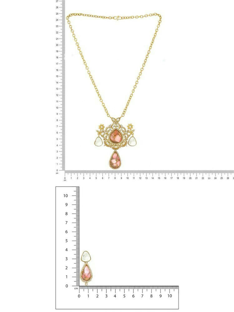 Glass Kundan Gold plated Long Earrings - Ruby Raang | Grocsy