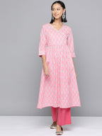 HERE&NOW Ethnic Motifs Printed Sequined Detail Angrakha Kurta | Grocsy