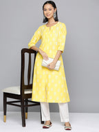 HERE&NOW Ethnic Motifs Printed A-Line Kurta | Grocsy