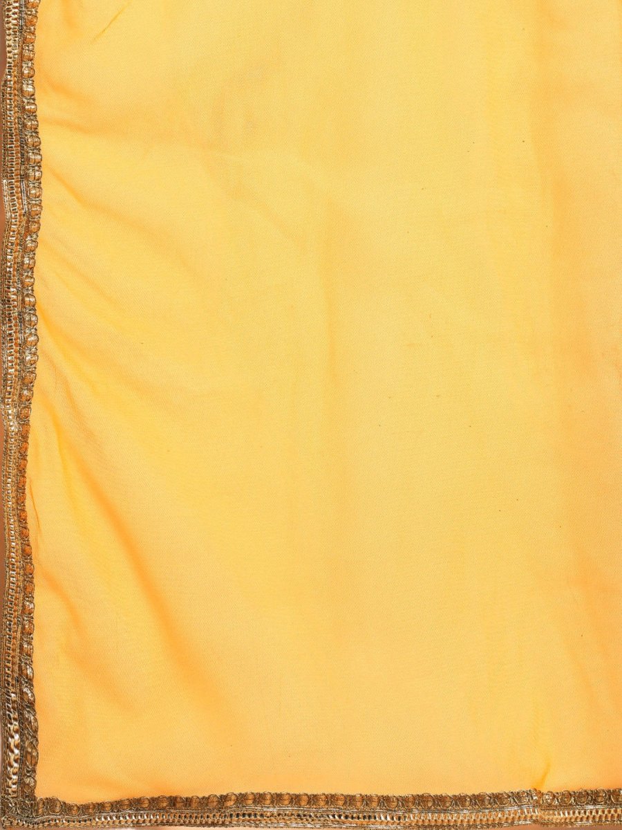 All About You Women Mustard Yellow Ethnic Motifs Embroidered Gotta Patti Kurta with Palazzos & With Dupatta | Grocsy