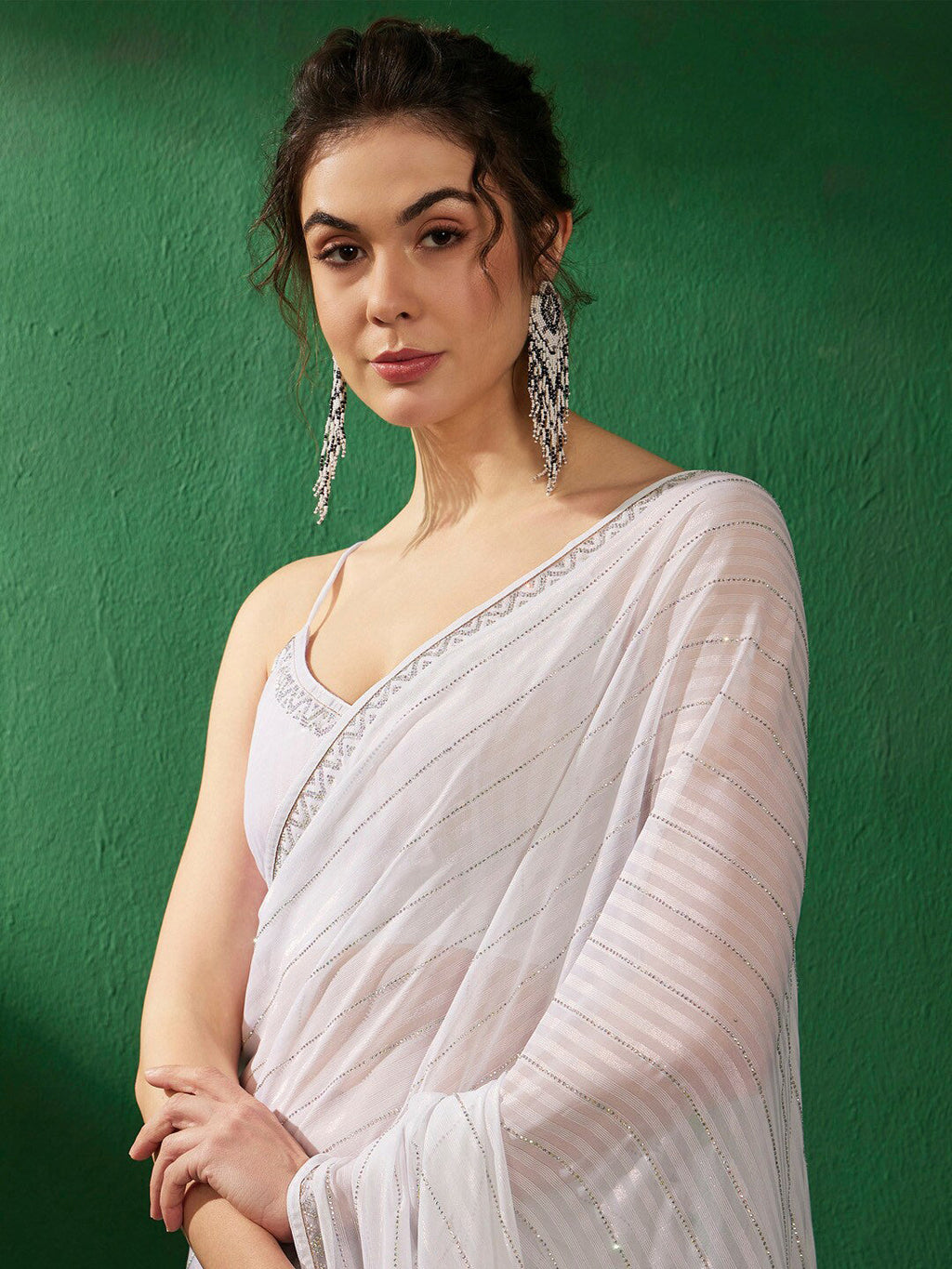 Sangria Embellished Pure Georgette Sarees | Grocsy