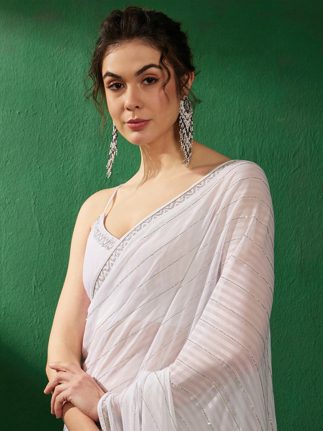 Sangria Embellished Pure Georgette Sarees | Grocsy