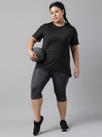 MKH Plus Size Relaxed Fit Typography Printed Dri-Fit Sports T-shirt | Grocsy
