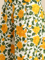 Sangria Women Yellow Floral Printed Lace Inserts Pure Cotton Kurta with Sharara & Dupatta | Grocsy